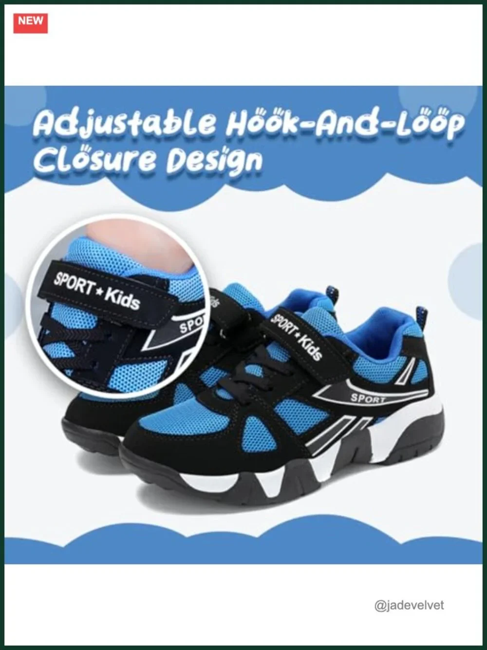 Kids Mesh Breathable Running Sneakers | Hook & Loop Closure, Lightweight,